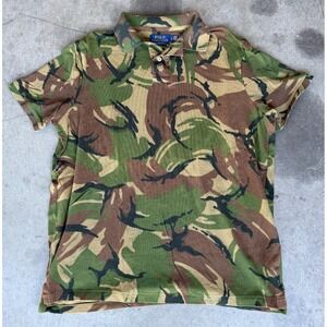 Polo Ralph Lauren Shirt Men's LARGE Multicolor Classic Fit Camo Mesh Polo Preppy